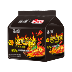 思圆 魔鬼辣面袋装川湘辣排骨味114g*5包速食煮面泡面方便面学生开学季