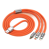 摩威保 120W超级快充 三合一数据线 Type-C, Lightning, Micro USB 橘红色 Type-C 120W 6A
