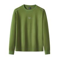 Cabbeen 男装 LOGO高周波长袖T恤2024秋宽松上衣休闲时尚H 橄榄绿88 52