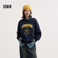 森马卫衣女设计感图案oversize发热抑菌冬绣花抓绒上衣慵懒学院风