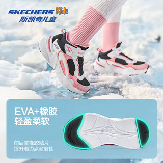 Skechers斯凯奇童鞋秋冬靴子男女童鞋雪地靴加绒保暖靴405222L/302583L 女童/黑色/白色/BKW 38