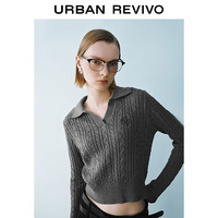UR 女士休闲绞花肌理刺绣针织衫 UYY950083