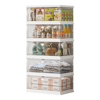 京东京造 鞋柜 免安装一体式鞋柜 可折叠鞋盒门口防尘 高透白1列5层 【免安装-白】一体加长5层柜