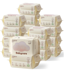 babycare 云朵柔巾婴儿一次性洗脸巾干湿两用小熊巾加厚绵柔巾 80抽*18包