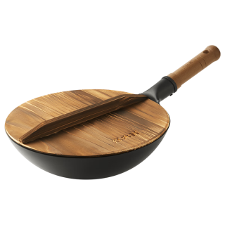 炊大皇 圆底铁锅手工锻打锅老式铁炒锅无涂层防锈铁锅凹面电磁炉锅 锤印款1.3KG加厚30cm