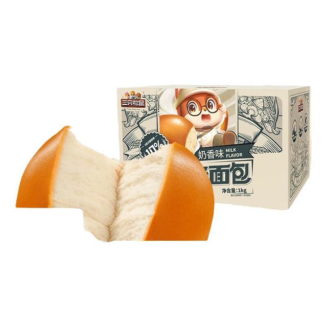 三只松鼠 纯奶老面包1000g*1箱