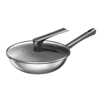 九阳 炒锅不粘锅32cm炒菜锅304不锈钢平底煎锅电磁炉燃气通用锅盖可立 蜂窝不粘锅 32cm