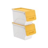 茶花收纳箱前翻盖式斜口储物收纳箱大容量儿童玩具零食积木整理箱 24L【2只装】