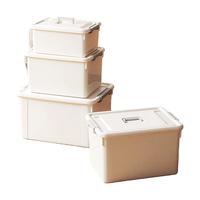 禧天龙手提收纳箱储物盒塑料带盖宿舍收纳盒大号储物箱玩具收纳盒 【水容量16L不虚标】3个本色白 升级手提款