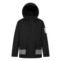 雪中飞 SNOWFLYING秋冬易打理磨砂PVC工装中长款防风保暖羽绒服男 黑色 L 175/92A