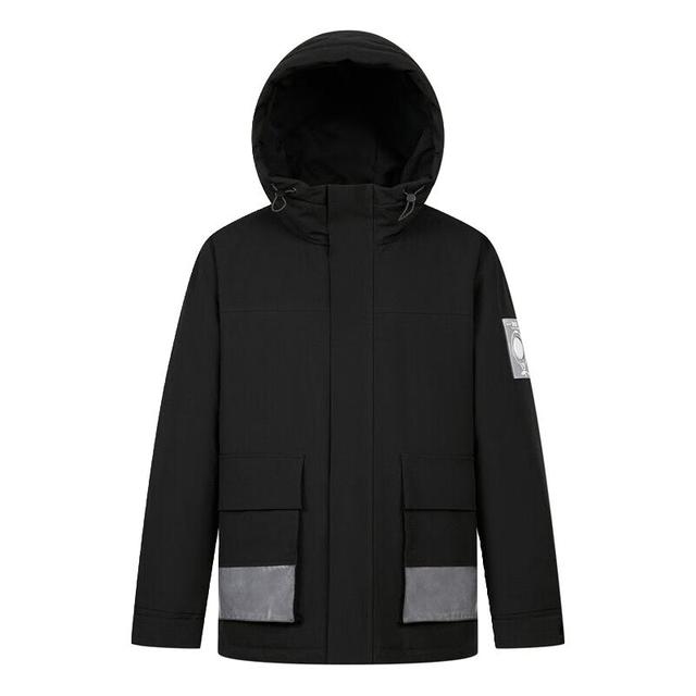 雪中飞 秋冬易打理磨砂PVC工装中长款防风保暖羽绒服男 黑色