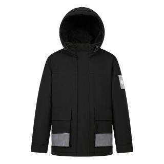 雪中飞 秋冬易打理磨砂PVC工装中长款防风保暖羽绒服男 黑色 L 175/92A