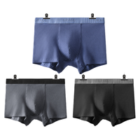 洁丽雅3条装内裤男新疆棉舒适透气抗菌纯棉条纹凸平角内裤男大码短裤 【3条装】黑色+蓝色+灰色 XXL【130斤-150斤】
