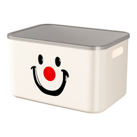 稻草熊 桌面杂物收纳盒 带盖 白灰 高款特大号 二个装