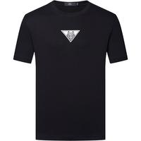 七匹狼短袖T恤男士夏季圆领套头纯棉狼文化印花潮流简约百搭上装 001(黑色) 常规 4XL /190/104A