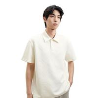 GXG男装 肌理感提花polo衫男士翻领短袖 米黄色 175/L