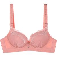 夏娃秘语 EVE‘S WHISPER光面无痕胸罩收副乳上托调整型女内衣小胸聚拢显大无钢圈文胸 粉色(Y012) 75B/34B(中薄杯约1.5CM)