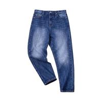 马登 MADEN工装 美式复古渐变牛仔裤水洗丹宁裤子磨白做旧中腰直筒长裤男秋 牛仔蓝 36