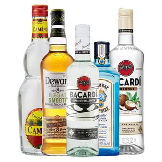 Dewar's 帝王 BACARDI 百加得 朗姆酒*2+金酒+威士忌+伏特加五大烈酒基酒组合（750ml*2+700ml+500ml*2）