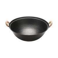王源吉 铸铁锅双耳家用老式炒菜锅不粘锅圆底无涂层苏锅王燃气