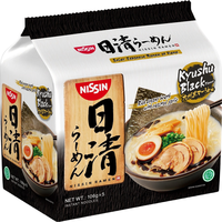 日清食品日式拉面方便面九州黑蒜油风味106*5包 黑蒜油味