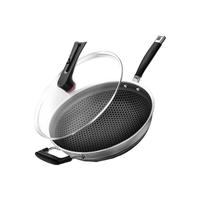 康巴赫（KBH）炒锅不粘锅316L不锈钢炒菜锅蜂窝锅家用34cm电磁炉燃气灶通用