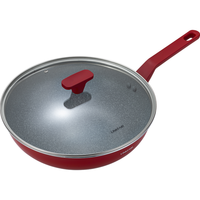 凌丰(LINKFAIR) 不粘锅炒锅麦饭石色炒菜锅平底少油烟电磁炉煤气炉通用 30cm 火焰红-