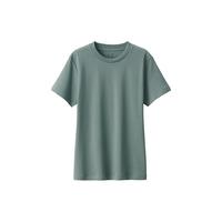 无印良品（無印良品 MUJI） 女式 双罗纹织 T恤 休闲百搭 短袖女夏季薄荷曼波风 烟熏绿色 3S XS