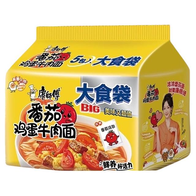 88VIP：康师傅 大食袋 番茄鸡蛋牛肉面 162g*5袋