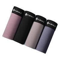 洁丽雅4条装纯棉男士内裤透气平角内裤休闲高弹大码短裤男中腰内裤男 纯色纯棉【4条】B XXXL（135-165斤）