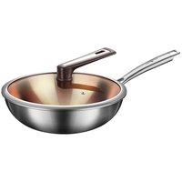 三四钢不锈钢炒锅316L无涂层炒菜锅圆底燃气灶凹面电磁炉通用30cm 34784 【抗菌316L】 30cm