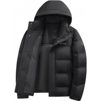 杉杉（SHANSHAN）羽绒服男2024冬季纯色百搭可拆卸防风连帽羽绒外套男士保暖衣服 黑色 180