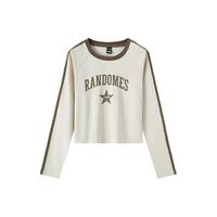 森马（Semir）【长袖T恤合辑】女短款做旧复古修身春秋季街头字母假两 B款-咖色调00355 M 160/84A