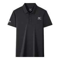 美津浓 Mizuno户外POLO衫男宽松翻领短袖男士透气冰丝短T恤 黑色 2XL 