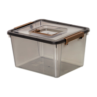 京东京造摩卡经典收纳箱零食玩具书本收纳透明塑料收纳箱带提 小号两只装 【小号】5.2L/两只装