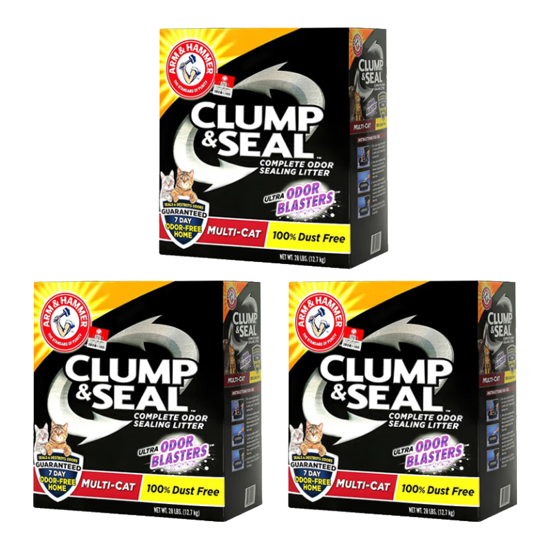  ARM&HAMMER/艾禾美 除臭无尘结团 膨润土猫砂  【红标3盒】多猫家庭76.2斤