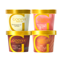 歌帝梵(GODIVA)冰淇淋四杯组合装72%可可*1+黑巧碎*1+香草味*1+草莓味*1