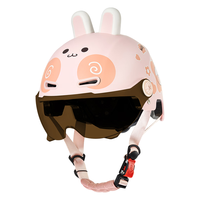 京东京造儿童电动车头盔 升级款新国标A类3C认证 加厚缓冲层电瓶车兔兔款 53-55cm 【夏盔】升级款-兔兔耳