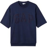Gap 盖璞 男女款法式圈织柔软字母logo短袖T恤 465539 灰色 S