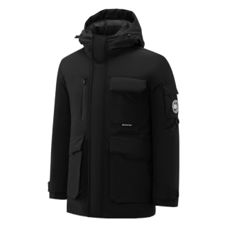 海澜之家 羽绒服男加厚三防石墨烯运动sportsday连帽外套男冬季 黑色5G M