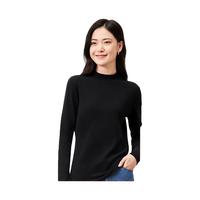 全棉时代女士针织衫打底衫风柔棉长袖T恤修身上衣半高领 黑色 165