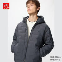优衣库男装女装PUFFTECH空气棉服连帽外套夹克470118 08 深灰色