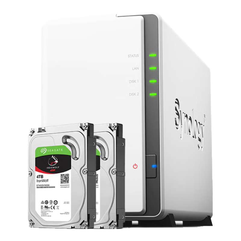 群晖（Synology）DS223j 搭配2块希捷(Seagate) 4TB酷狼IronWolf