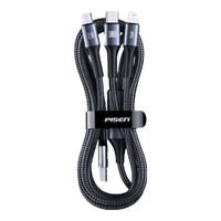 PISEN/品胜 PD快充 苹果数据线 尼龙织 Lightning Type-C 100W 银 6A
