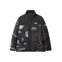 卡宾【尾货清仓】男装 潮流涂鸦印花羽绒服90鸭绒保暖外套 煤黑色01 M /170/48 48/170/M