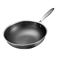 艾美仕炒锅304不锈钢蜂窝不粘锅32CM不挑灶耐铁铲 无盖 无盖- 32cm