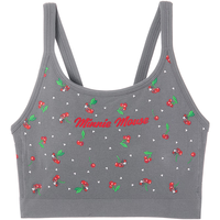 ubras24年迪士尼联名无尺码无缝宽肩带美背心内衣女文胸无钢圈胸罩 灰色樱桃 标准版