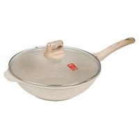 KÖBACH康巴赫（KBH）麦饭石色不粘锅炒锅家用平底锅炒菜锅电磁炉燃气灶少油烟适用 轻颜不粘炒锅 32cm