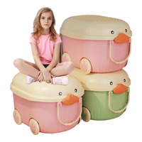 稻草熊儿童玩具收纳箱家用整理收纳盒大容量宝宝衣服零食积木储物收纳筐 【中号2个装】智慧绿+天使粉