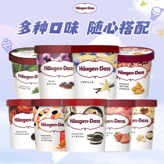 哈根达斯 经典香草口味冰淇淋 473ml大桶家庭装